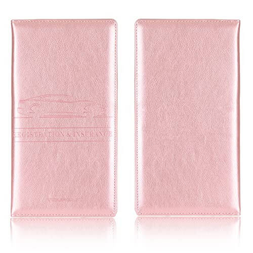 TOURSUIT Car Registration and Insurance Card Holder, Vehicle License Document Glove Box Compartment Organizer, Interior Car Accessories for Women Men Teens (Rose Gold) - 3