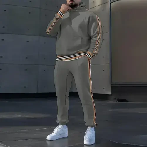 TOVPAO Erkaklar bosma naqshli uzun yengli kapushonli sviter va shim ikki qismli kundalik ko'cha uslubidagi yugurish kostyumi - TOVPAO (1)