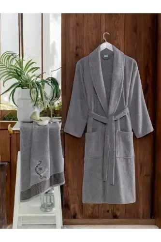 Towel Gifted Bathrobe - ANTHRACITE - ROKO VİLLA (1)
