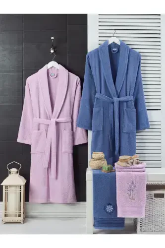 Towel Gifted Double Size Bathrobe Set-LILAC - 1