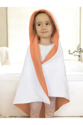 Towel Muslin Hooded Baby Kid Towel Swaddle Bath Towel Cotton Beach Towel Double Sided Use-White - 1