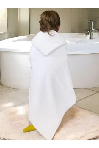 Towel Muslin Hooded Baby Kid Towel Swaddle Bath Towel Cotton Beach Towel Double Sided Use-White - JOYOUS MOM KIDS (1)