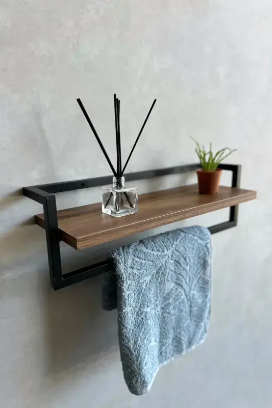 Towel Rack Bathroom Shelf Soap Dish Scarf Hanger Towel Hanger Bathroom Kitchen Organizer Modern Stylish Shelf-Black - 2