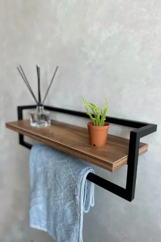 Towel Rack Bathroom Shelf Soap Dish Scarf Hanger Towel Hanger Bathroom Kitchen Organizer Modern Stylish Shelf-Black - 4