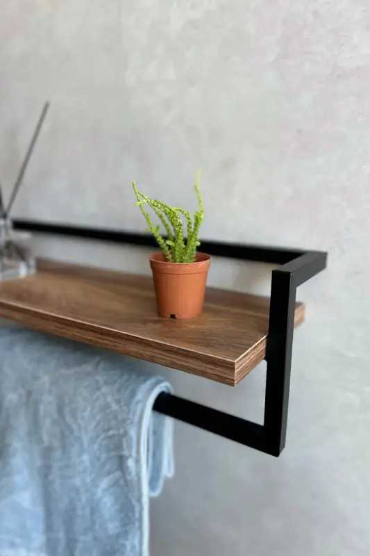 Towel Rack Bathroom Shelf Soap Dish Scarf Hanger Towel Hanger Bathroom Kitchen Organizer Modern Stylish Shelf-Black - 5