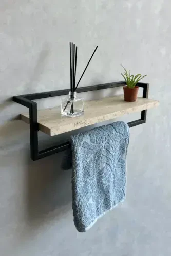 Towel Rack Bathroom Shelf Soap Dish Scarf Hanger Towel Hanger Bathroom Kitchen Organizer Modern Stylish Shelf-Black - AJU (1)