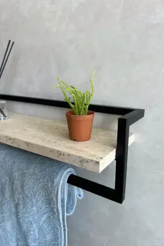 Towel Rack Bathroom Shelf Soap Dish Scarf Hanger Towel Hanger Bathroom Kitchen Organizer Modern Stylish Shelf-Black - 3