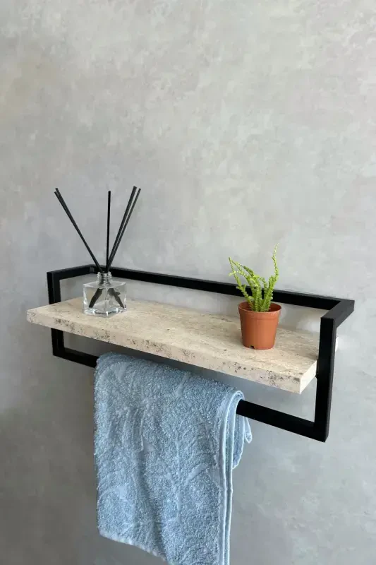 Towel Rack Bathroom Shelf Soap Dish Scarf Hanger Towel Hanger Bathroom Kitchen Organizer Modern Stylish Shelf-Black - 4