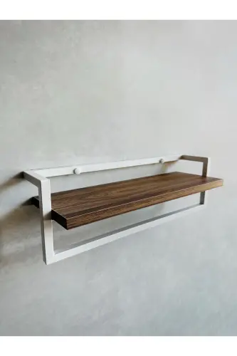 Towel Rack Bathroom Shelf Soap Dish Scarf Hanger Towel Hanger Bathroom Kitchen Organizer Modern Stylish Shelf-White - 7
