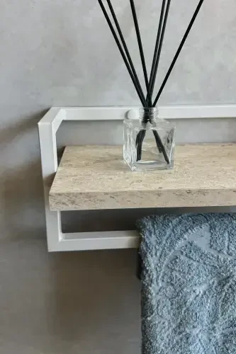 Towel Rack Bathroom Shelf Soap Dish Scarf Hanger Towel Hanger Bathroom Kitchen Organizer Modern Stylish Shelf-White - 3