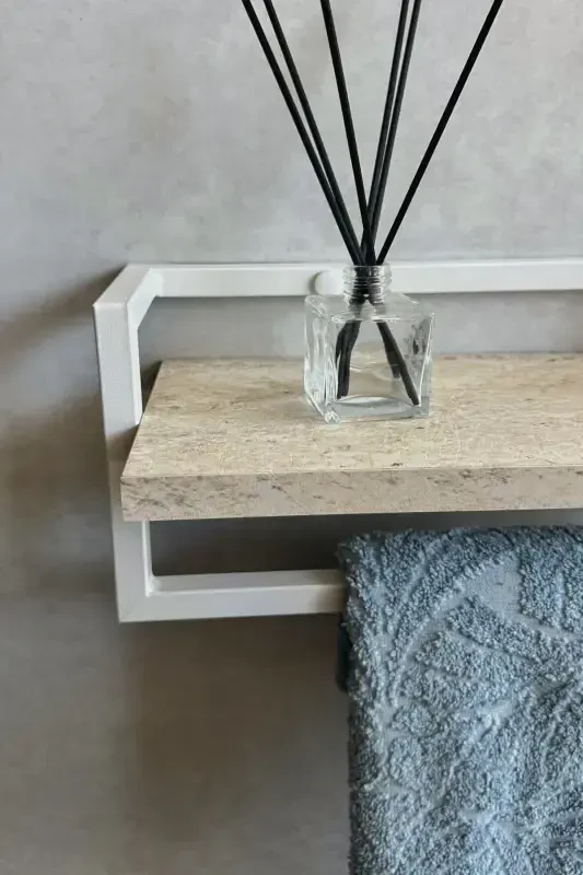 Towel Rack Bathroom Shelf Soap Dish Scarf Hanger Towel Hanger Bathroom Kitchen Organizer Modern Stylish Shelf-White - 3