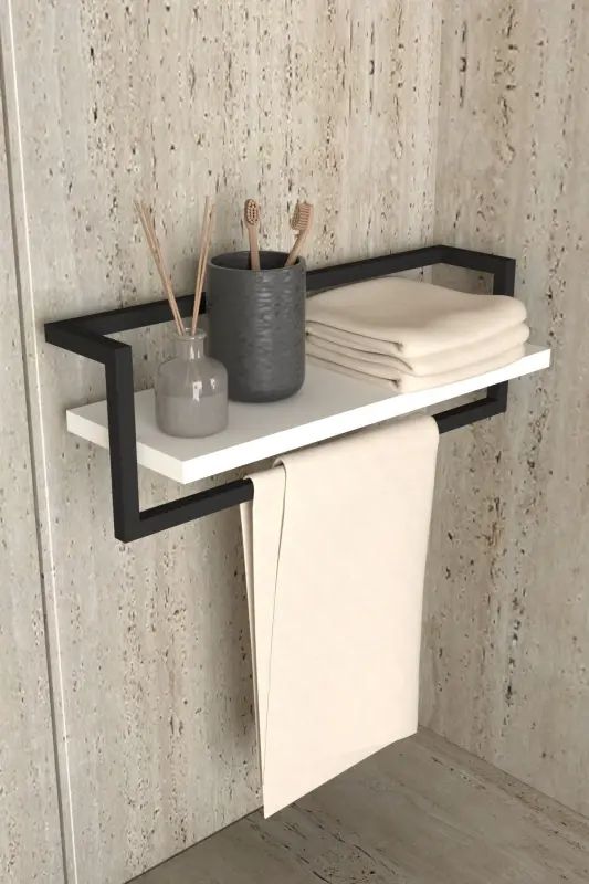 Towel Rack Bathroom Shelf Soap Dish Scarf Hanger Towel Hanger Bathroom Kitchen Organizer Multi-Purpose Shelf-White - 2