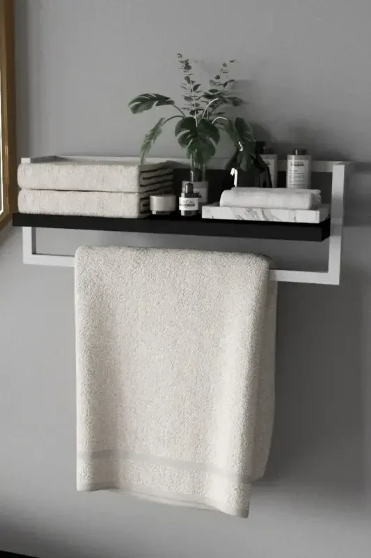 Towel Rack Bathroom Shelf Towel Holder Shawl Accessory Care Products Bathroom Kitchen Organizer Spice Rack-White - AJU