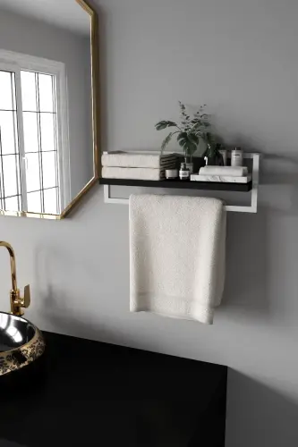 Towel Rack Bathroom Shelf Towel Holder Shawl Accessory Care Products Bathroom Kitchen Organizer Spice Rack-White - 4