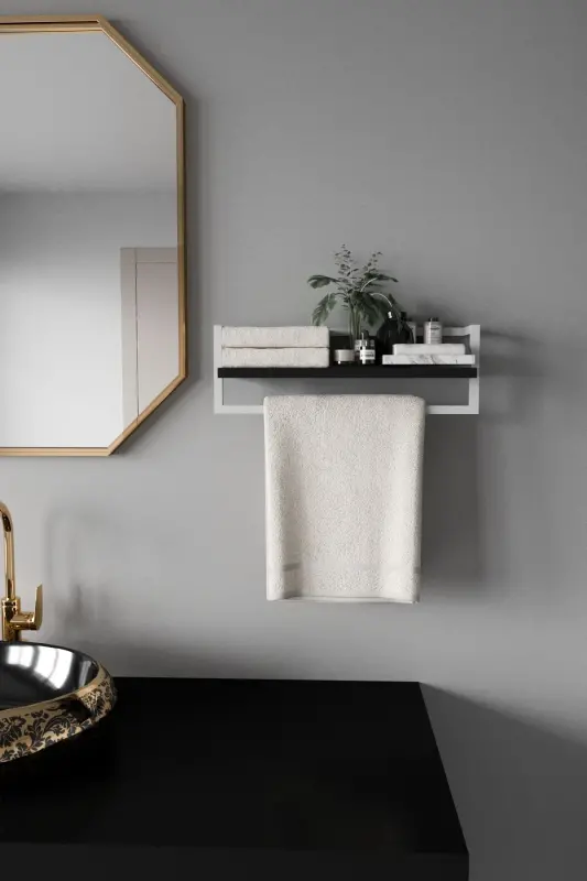 Towel Rack Bathroom Shelf Towel Holder Shawl Accessory Care Products Bathroom Kitchen Organizer Spice Rack-White - 5
