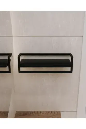 Towel Rack Black Wall Mounted Shelf Accessory Scarf Hanger Bathroom Kitchen Organizer Multi-Purpose Shelf-Black - 6