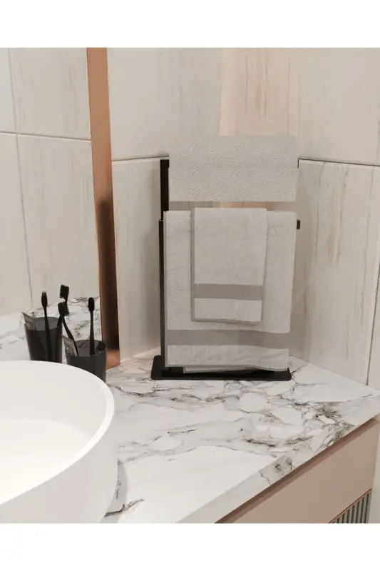 Towel Rack Countertop Paper Towel Holder Home Bathroom Organizer Stainless Steel No Assembly Required - 3