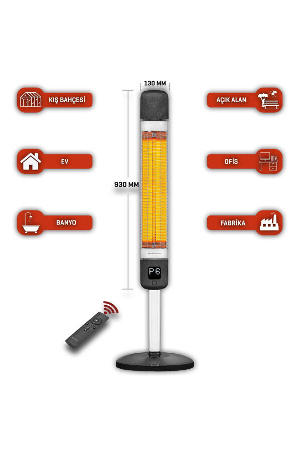 Tower Electric Heater Smart-fr Black Smart Carbon Infrared Waterproof Ip55 2500w - 7