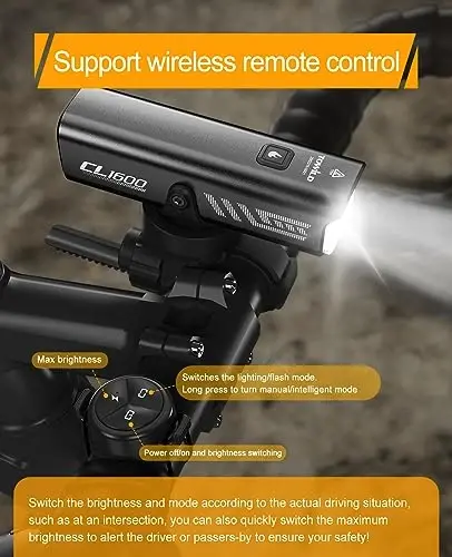 TOWILD Bike Lights for Night Riding,Compatible with Garmin/GoPro Mount,600 Lumen Bike Headlight,2000mAh Rechargeable Battery,Waterproof Bike Front Light for Commuter Cyclists-Fits All Bikes - TOWILD