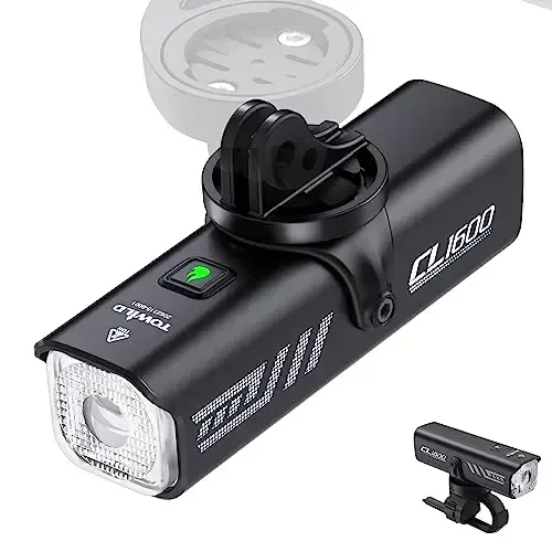 TOWILD Bike Lights for Night Riding,Compatible with Garmin/GoPro Mount,600 Lumen Bike Headlight,2000mAh Rechargeable Battery,Waterproof Bike Front Light for Commuter Cyclists-Fits All Bikes - 1