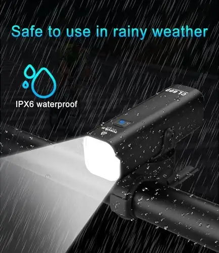 TOWILD Bike Lights for Night Riding,Compatible with Garmin/GoPro Mount,600 Lumen Bike Headlight,2000mAh Rechargeable Battery,Waterproof Bike Front Light for Commuter Cyclists-Fits All Bikes - 4