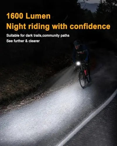 TOWILD Bike Lights for Night Riding,Compatible with Garmin/GoPro Mount,600 Lumen Bike Headlight,2000mAh Rechargeable Battery,Waterproof Bike Front Light for Commuter Cyclists-Fits All Bikes - 3