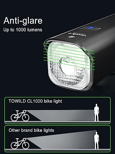 TOWILD Kechki Yurish Uchun Velosiped Chiroqlari, Garmin/GoPro O'rnatish bilan Mos keladi, Velosiped Old Chirog'i, Qayta Zaryadlanadigan Batareya, Su o'tkazmaydigan Velosiped Old Chirog'i - Barcha Velosipedlarga Mos keladi - 7