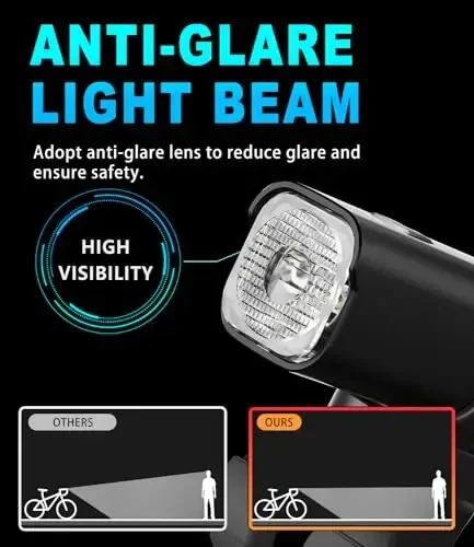 TOWILD tungi sayr uchun velosiped chiroqlari, Garmin/GoPro o'rnatish moslamasi bilan mos, 600 Lumenli velosiped faralari, 2000mAh qayta zaryadlanuvchi batareya, qatnovchi velosipedchilar uchun suv o'tkazmaydigan velosiped old chiroqlari - barcha velosipedlarga mos keladi - 3