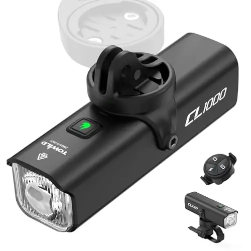 TOWILD velosiped chiroqlari tungi sayohat uchun, Garmin/GoPro o'rnatish moslamasi bilan mos, 600 lumenli velosiped farasi, 2000mAh qayta zaryadlanuvchi batareya, ishga qatnaydigan velosipedchilar uchun suv o'tkazmaydigan velosiped old chiroqi - barcha velosipedlarga mos keladi - 6