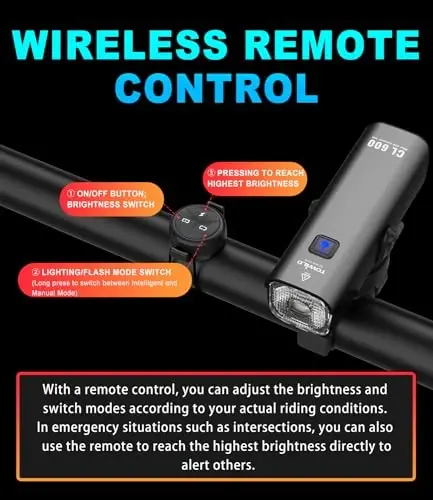 TOWILD Велосипедные фары для ночной езды, совместимые с креплением Garmin/GoPro, велосипедная фара 600 люмен, аккумулятор 2000 мАч, водонепроницаемая передняя фара для велосипедистов-подходит для всех велосипедов - 2