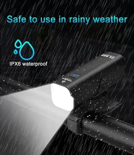 TOWILD Велосипедные фонари для ночной езды, совместимые с креплением Garmin/GoPro, велосипедная фара 600 люмен, аккумулятор 2000 мАч, водонепроницаемый передний велосипедный фонарь для велосипедистов-коммьютеров, подходит для всех велосипедов - 6