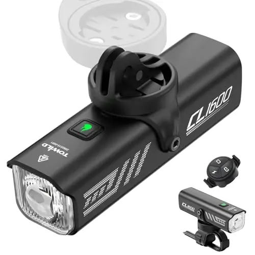 TOWILD Велосипедные фонари для ночной езды, совместимые с креплением Garmin/GoPro, велосипедная фара 600 люмен, перезаряжаемая батарея 2000 мАч, водонепроницаемый велосипедный передний фонарь для велосипедистов-коммутеров - подходит для всех велосипедов - 6
