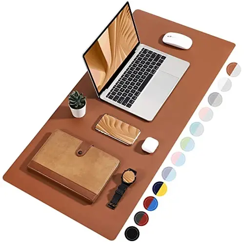 TOWWI Dual Sided Desk Pad, Large Desk Mat, Waterproof Desk Blotter Protector Mouse Pad, Leather Desk Pad Large for Keyboard and Mouse (36