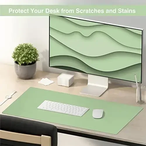 TOWWI Dual Sided Desk Pad, Large Desk Mat, Waterproof Desk Blotter Protector Mouse Pad, Leather Desk Pad Large for Keyboard and Mouse (24