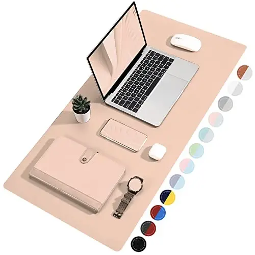 TOWWI Dual Sided Desk Pad, Large Desk Mat, Waterproof Desk Blotter Protector Mouse Pad, Leather Desk Pad Large for Keyboard and Mouse (36