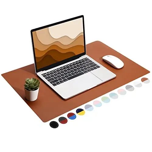TOWWI Dual Sided Desk Pad, Large Desk Mat, Waterproof Desk Blotter Protector Mouse Pad, Leather Desk Pad Large for Keyboard and Mouse (24