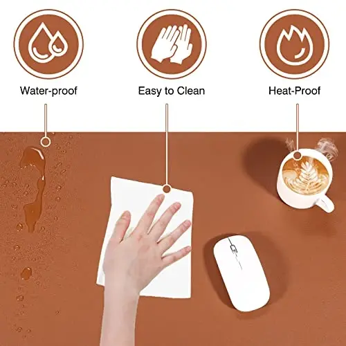 TOWWI Dual Sided Desk Pad, Large Desk Mat, Waterproof Desk Blotter Protector Mouse Pad, Leather Desk Pad Large for Keyboard and Mouse (24