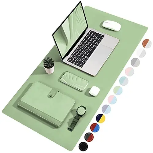 TOWWI Dual Sided Desk Pad, Large Desk Mat, Waterproof Desk Blotter Protector Mouse Pad, Leather Desk Pad Large for Keyboard and Mouse (36