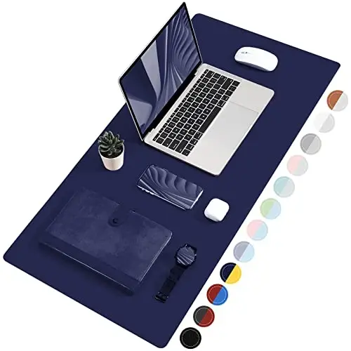 TOWWI Dual Sided Desk Pad, Large Desk Mat, Waterproof Desk Blotter Protector Mouse Pad, Leather Desk Pad Large for Keyboard and Mouse (36