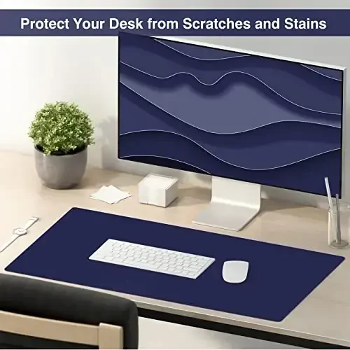 TOWWI Dual Sided Desk Pad, Large Desk Mat, Waterproof Desk Blotter Protector Mouse Pad, Leather Desk Pad Large for Keyboard and Mouse (36