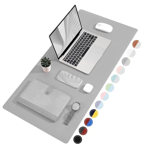 TOWWI Dual Sided Desk Pad, Large Desk Mat, Waterproof Desk Blotter Protector Mouse Pad, Leather Desk Pad Large for Keyboard and Mouse (24