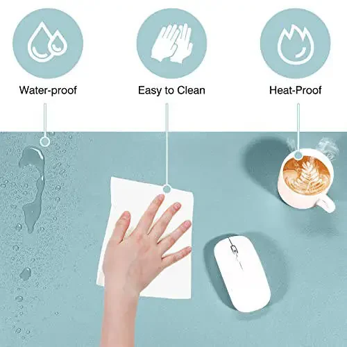 TOWWI Dual Sided Desk Pad, Large Desk Mat, Waterproof Desk Blotter Protector Mouse Pad, Leather Desk Pad Large for Keyboard and Mouse (32