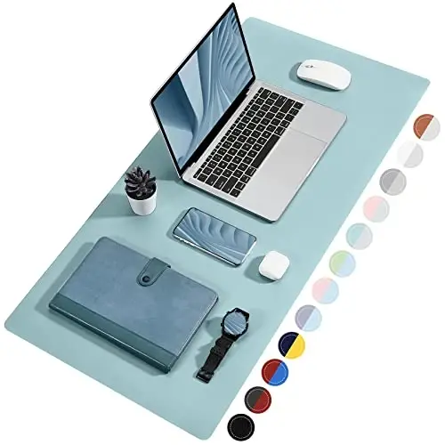 TOWWI Dual Sided Desk Pad, Large Desk Mat, Waterproof Desk Blotter Protector Mouse Pad, Leather Desk Pad Large for Keyboard and Mouse (24