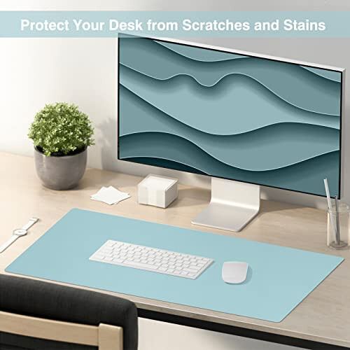 TOWWI Dual Sided Desk Pad, Large Desk Mat, Waterproof Desk Blotter Protector Mouse Pad, Leather Desk Pad Large for Keyboard and Mouse (32