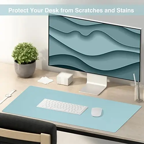TOWWI Dual Sided Desk Pad, Large Desk Mat, Waterproof Desk Blotter Protector Mouse Pad, Leather Desk Pad Large for Keyboard and Mouse (24