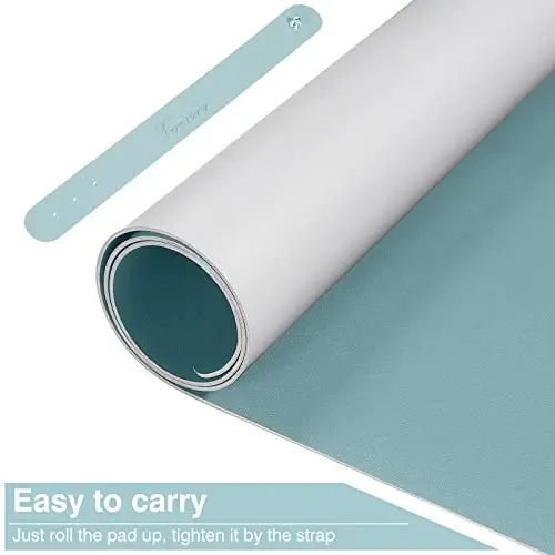 TOWWI Dual Sided Desk Pad, Large Desk Mat, Waterproof Desk Blotter Protector Mouse Pad, Leather Desk Pad Large for Keyboard and Mouse (24