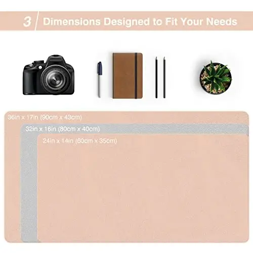 TOWWI Dual Sided Desk Pad, Large Desk Mat, Waterproof Desk Blotter Protector Mouse Pad, Leather Desk Pad Large for Keyboard and Mouse (36