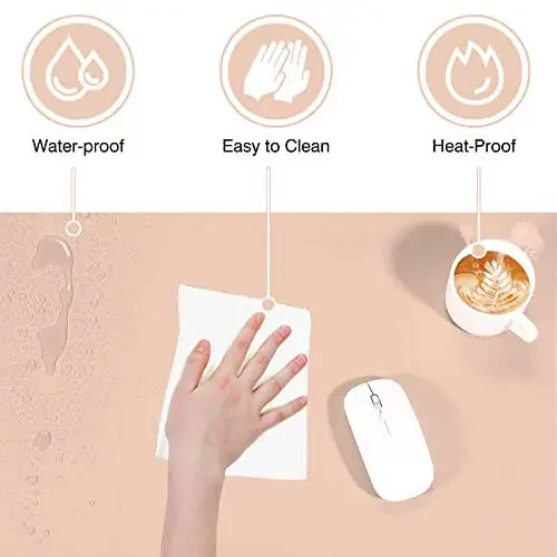 TOWWI Dual Sided Desk Pad, Large Desk Mat, Waterproof Desk Blotter Protector Mouse Pad, Leather Desk Pad Large for Keyboard and Mouse (32