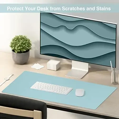 TOWWI Dual Sided Desk Pad, Large Desk Mat, Waterproof Desk Blotter Protector Mouse Pad, Leather Desk Pad Large for Keyboard and Mouse (36