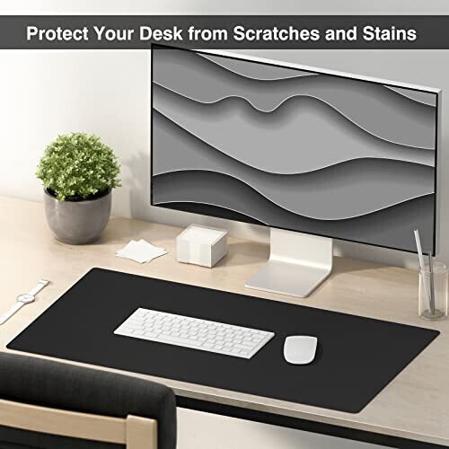 TOWWI Dual Sided Desk Pad, Large Desk Mat, Waterproof Desk Blotter Protector Mouse Pad, Leather Desk Pad Large for Keyboard and Mouse (32